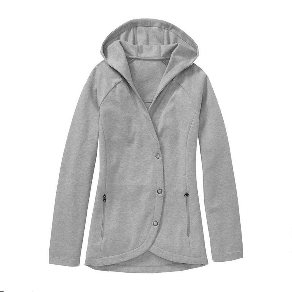 Athleta ’Boonville’ Snap Front Hooded Grey Jacket Casual Comfy
